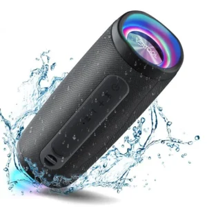 Enceinte Portable Bluetooth 5.0 VEATOOL 10W Puissant Subwoofer à 360° Capacité 1500mAh Autonomie 10H Etanche IPX5 Type-C Noir